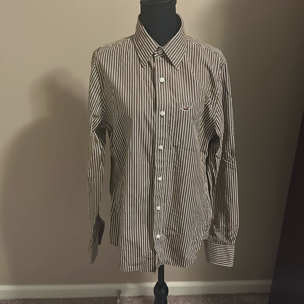 NWT Brown Striped Men’s Hollister Button-Down Shirt